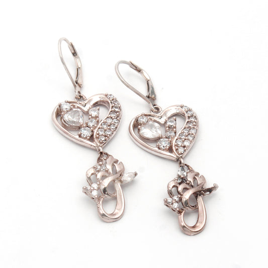 Pendientes corazón de plata con circonitas estilo boho