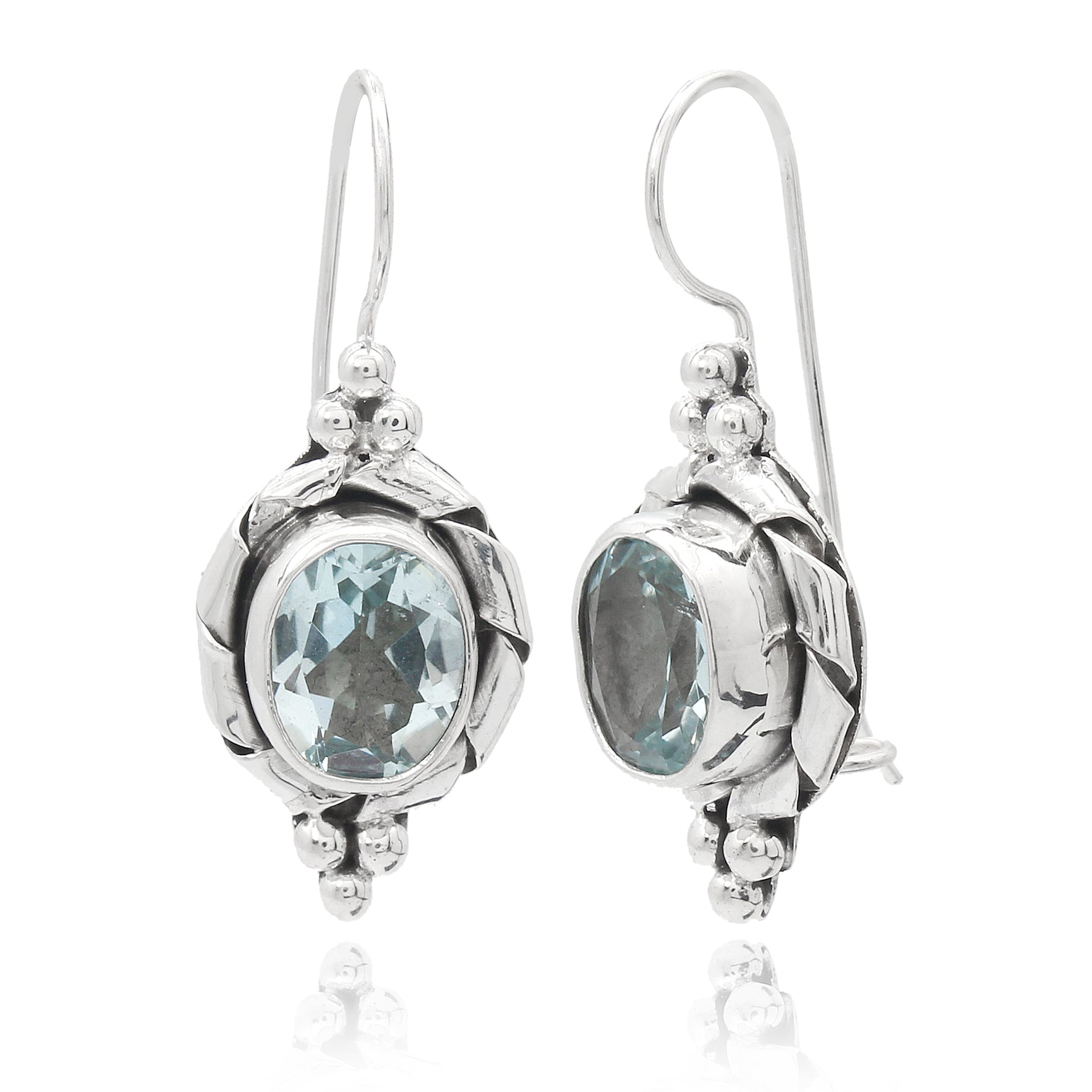 Pendientes de plata con topacio azul 