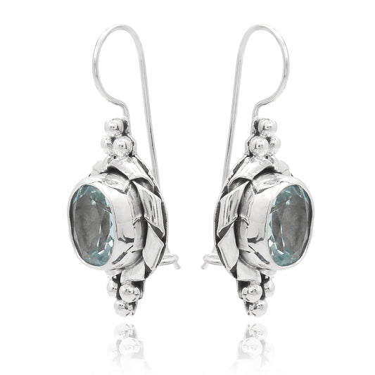 Pendientes de plata con topacio azul natural hechos a mano